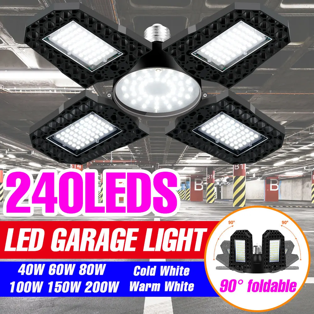 200W E27/E26 LED Garage Lights High Bay Lamp Foldable Deformation Bulb Industrial Workshop Warehouse basement Lighting AC85-265V