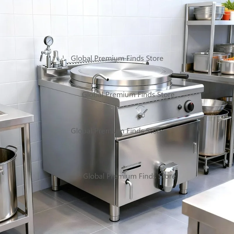 Commercial G-as Soup Pot Jacketed Soup Kettle Stainless Steel Boiling Pan Restaurant Kitchen Equipment High Power Cooking