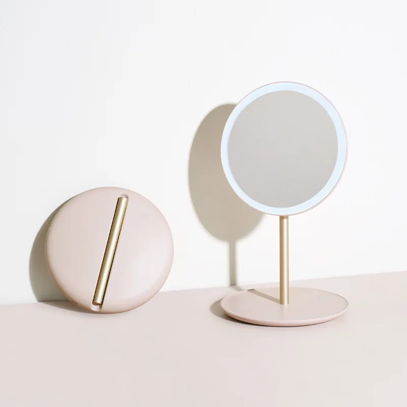 LED folding travel makeup mirror business travel portable rechargeable boarding fill light makeup mirror room decor Decorative