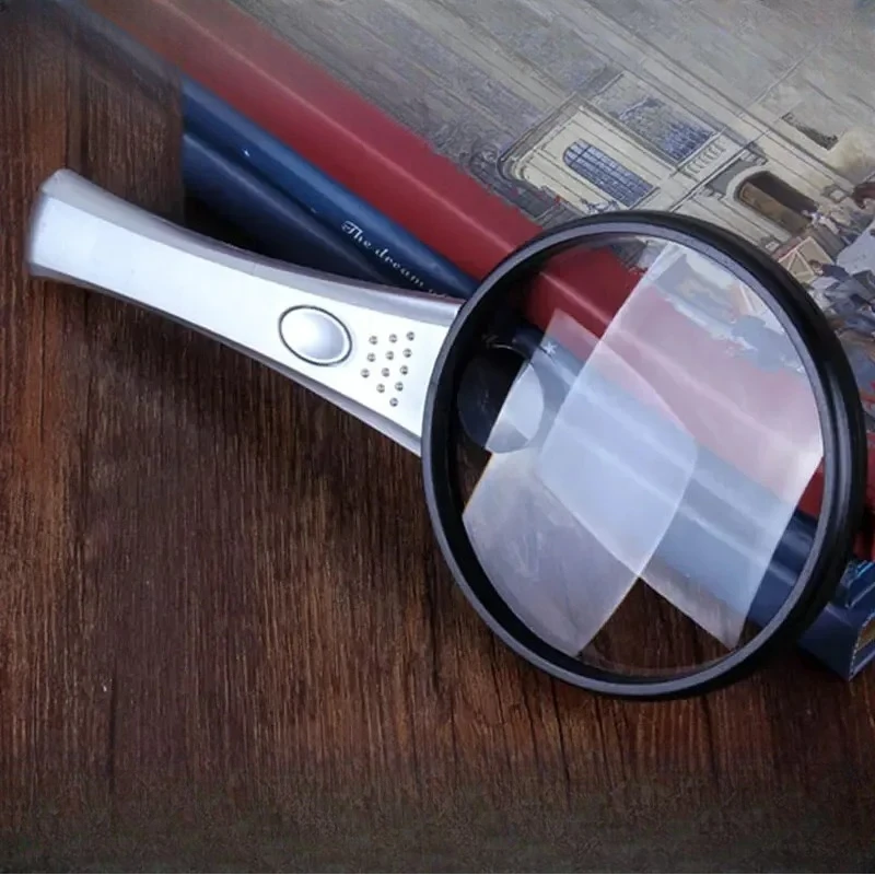 2.5X 6X Magnifying Glass with Light LED Ergonomic Handle Handheld Magnifier Big Lens Reading Pocket Loupe Helping Hands
