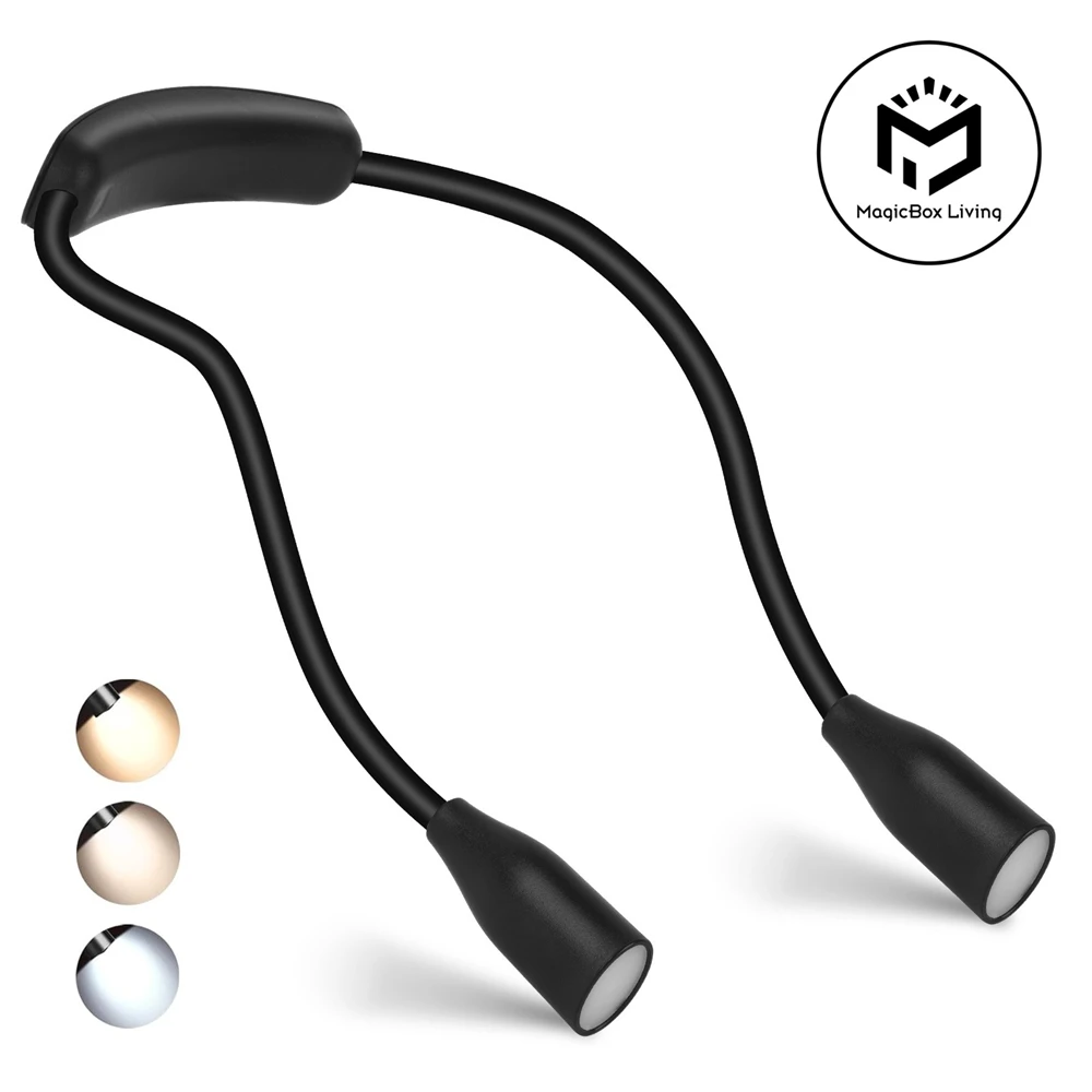 LED Reading Neck Light Usb Rechargeable Book Lamp 360° Flexible Arm Reading Book Light Read Neck Lamp Study Reading Night Light