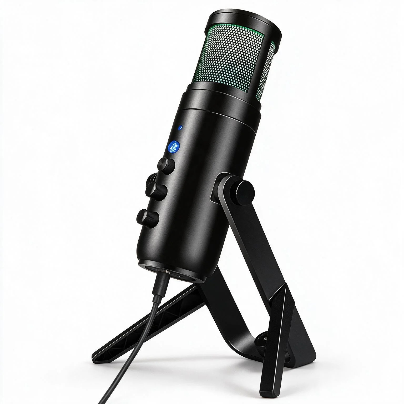USB Gaming Microphone Kit for PC,PS4/5 Condenser Cardioid Mic Set with Mute Button/RGB /Arm Stand,for Streaming Video