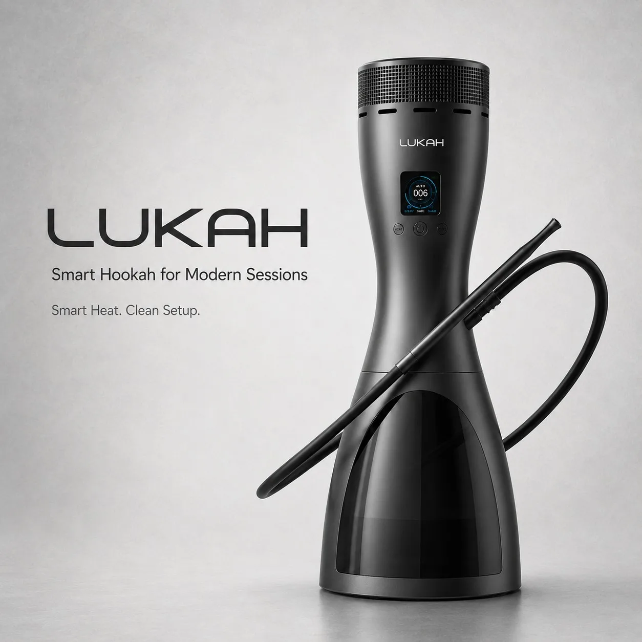 Lukah Professional Portable Electric Hookah Rechargeable LED Light Digital Display Electronic Shisha for Personal Use