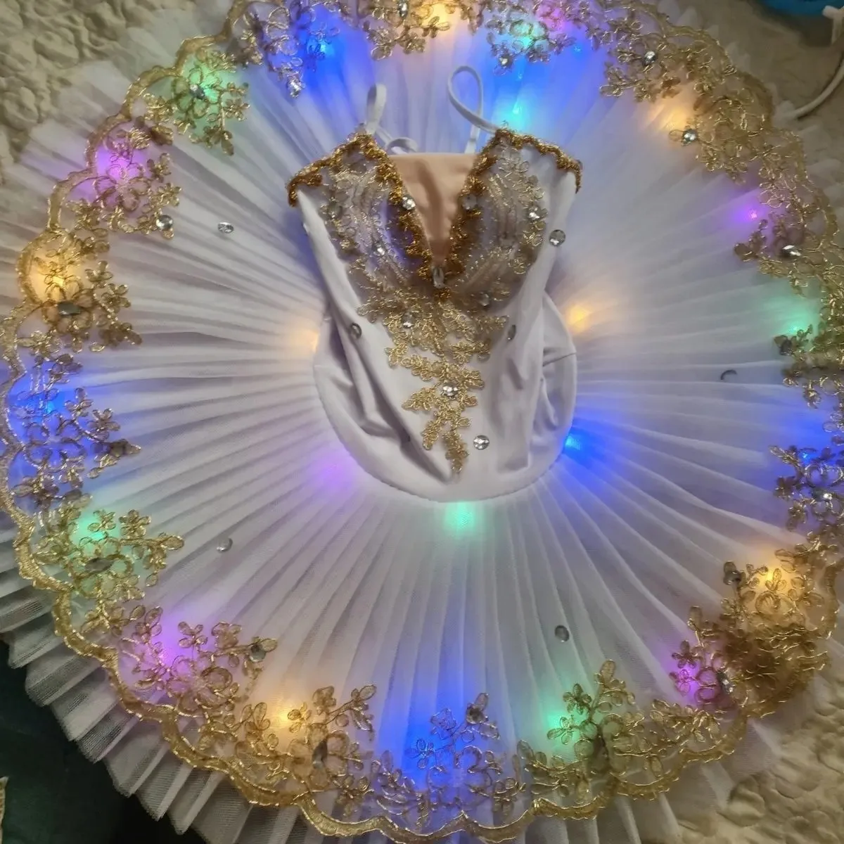 Ruoru Led Light Up Professional Ballet Costume Ballerina Ballet Tutu Princess Pancake Tutu Dance Ballet Dress Girl Kids Adult