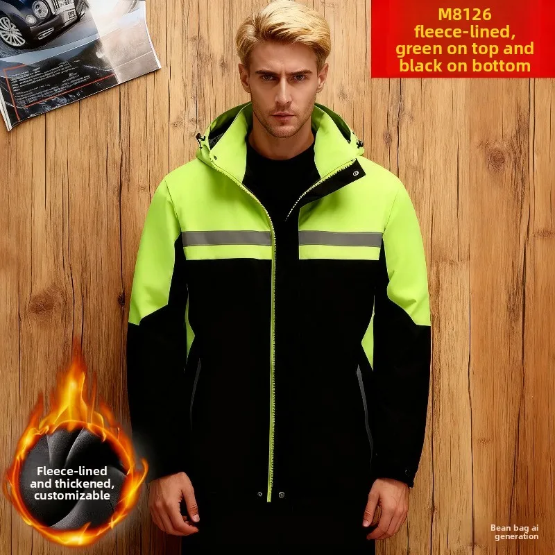 New Winter Work Jacket, Waterproof Windproof Reflective Thermal Coat with Fleece Lining, Stain Resistant Outdoor