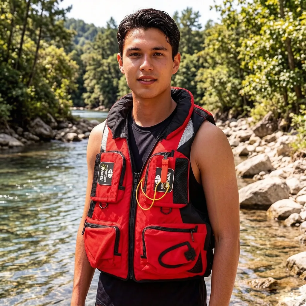 Adult Fish Life Jacket Adjustable Buoyancy Aid Swimming Boating Sailing Multi-pocket Fishing Water Sports Safety Life Men Jacket