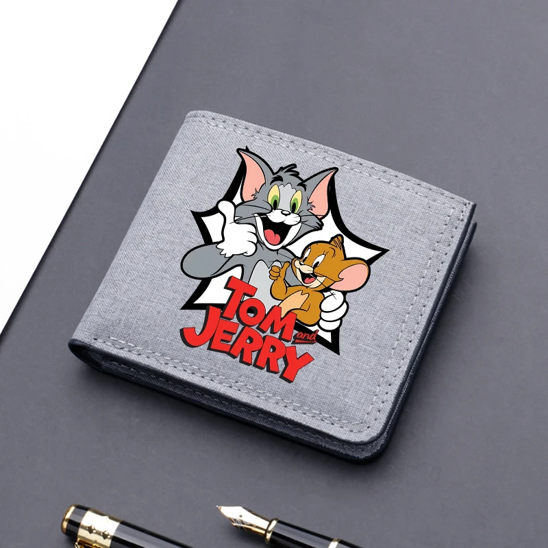 Tom and Jerry Man Wallet Anime Cartoon Print Short Wallet Portable Card Pack Fashion Coin Purse Adult Card Holder Male Money Bag