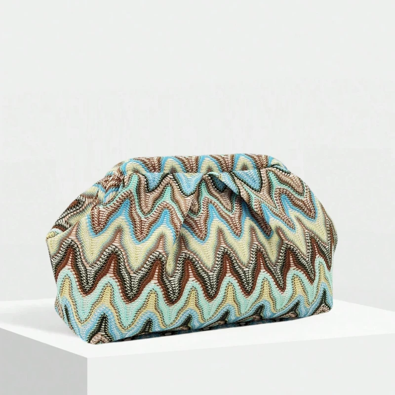 Summer Bohemian Women Evening Bag European American Fashion Clutch Bag Retro Jacquard Pleated Cloud Bags Portable Elegant Purse