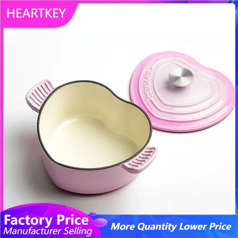 Saucepan Enamel Pot Non-Stick Pot Heart-shaped Cookware Cast Iron Pot Kitchen Accessories Cooking Tools