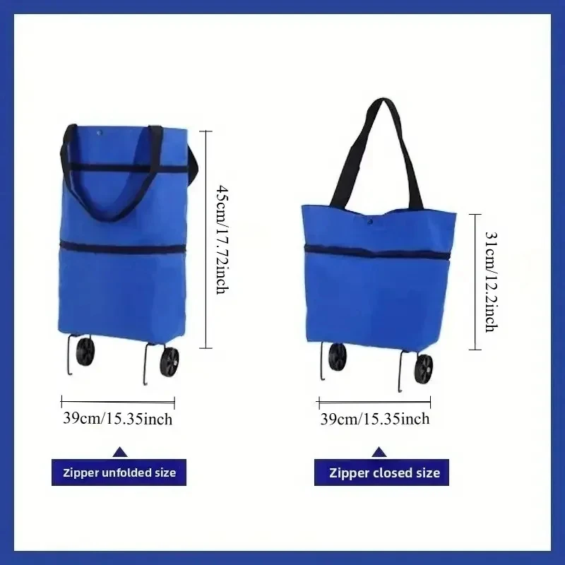 Foldable Portable Shopping Cart with Wheels Lightweight Backpack Hand Cart for Home Outdoor