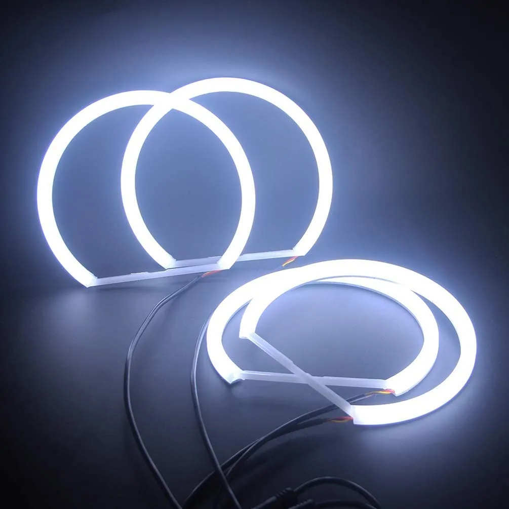 4X  Cotton Light White LED Angel Eye Halo Ring Headlights For BMW E46
