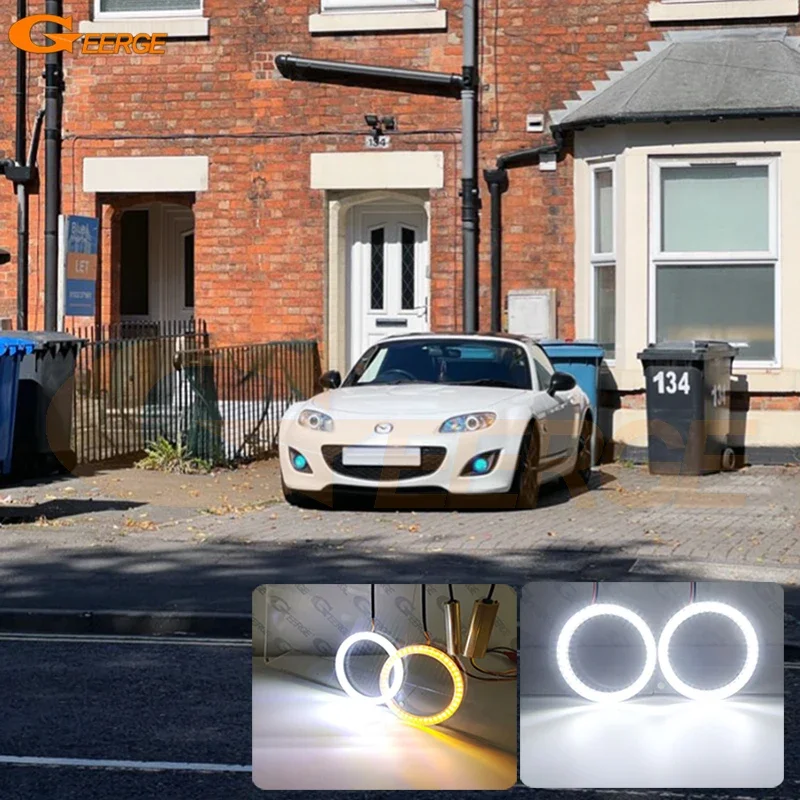 For Mazda Mx-5 Mx 5 Miata Roadster NB NC ND Ultra Bright A/W Switchback DRL Turn Signal Light SMD Led Angel Eyes Kit Halo Rings