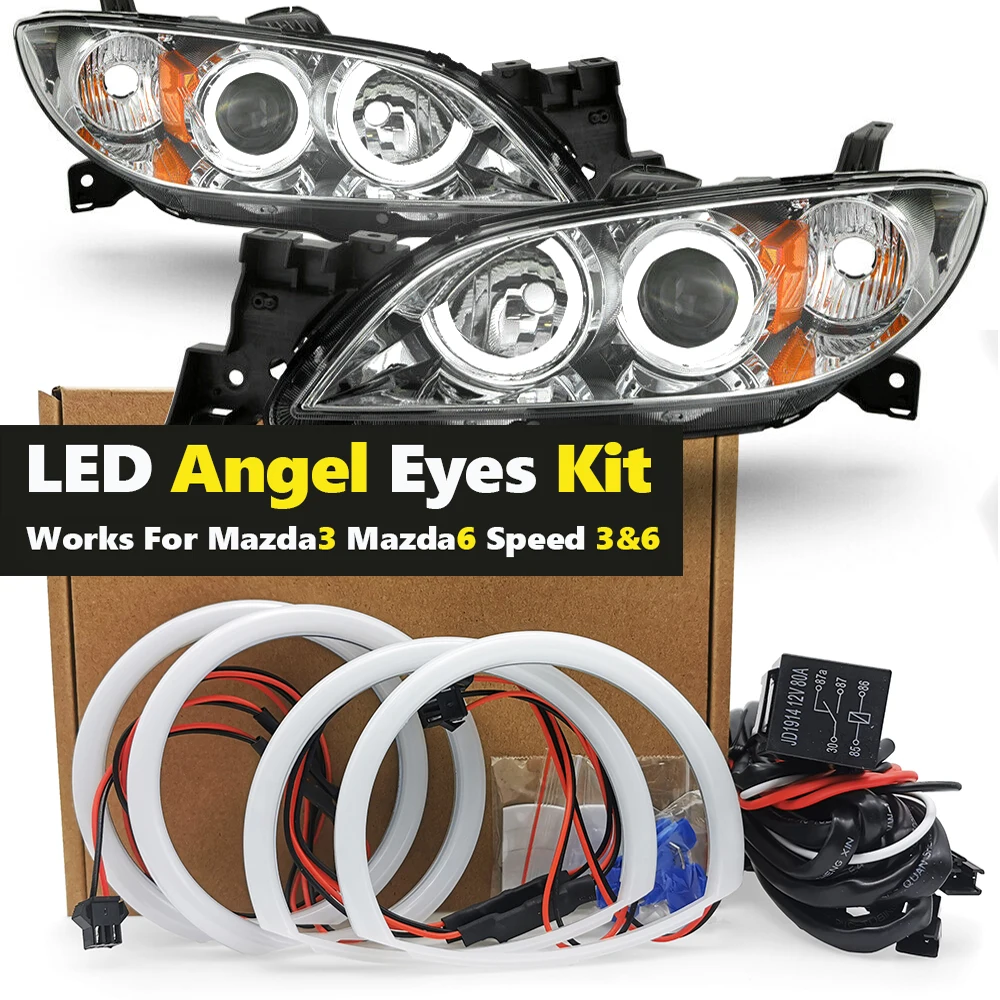 4Pcs For Mazda 3  6 mazda3 BK 2003-2009 Mazda6 MPS 2002-2008 Excellent Ultra bright Cotton Angel Eyes kit halo rings DRL