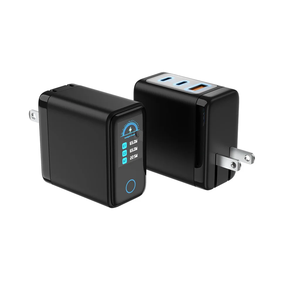 Hot 65W PD3.0 GaN Fast Charger with LCD Digital Screen Wall Charging Station for Laptop, iPhone 17 , Samsung, iPad Dropshipping