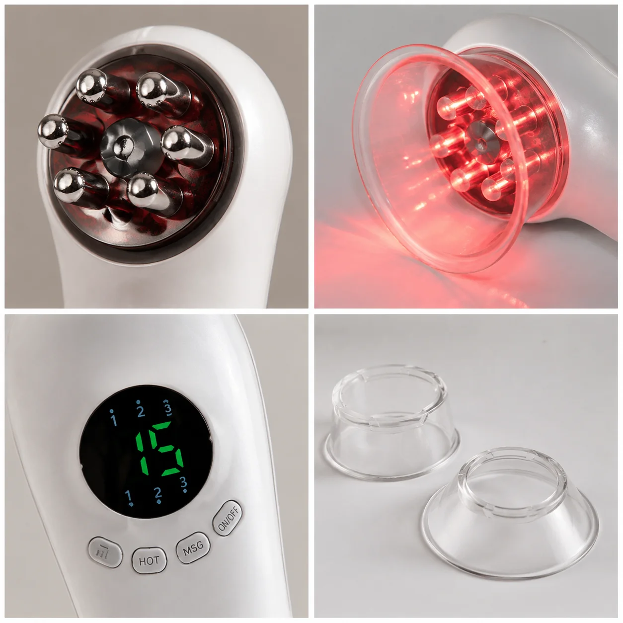Electric Cupping Massager Red Light Hot Compress Vacuum Suction Face Body Skin Tightening 3 Gears Portable Wireless Beauty Tool