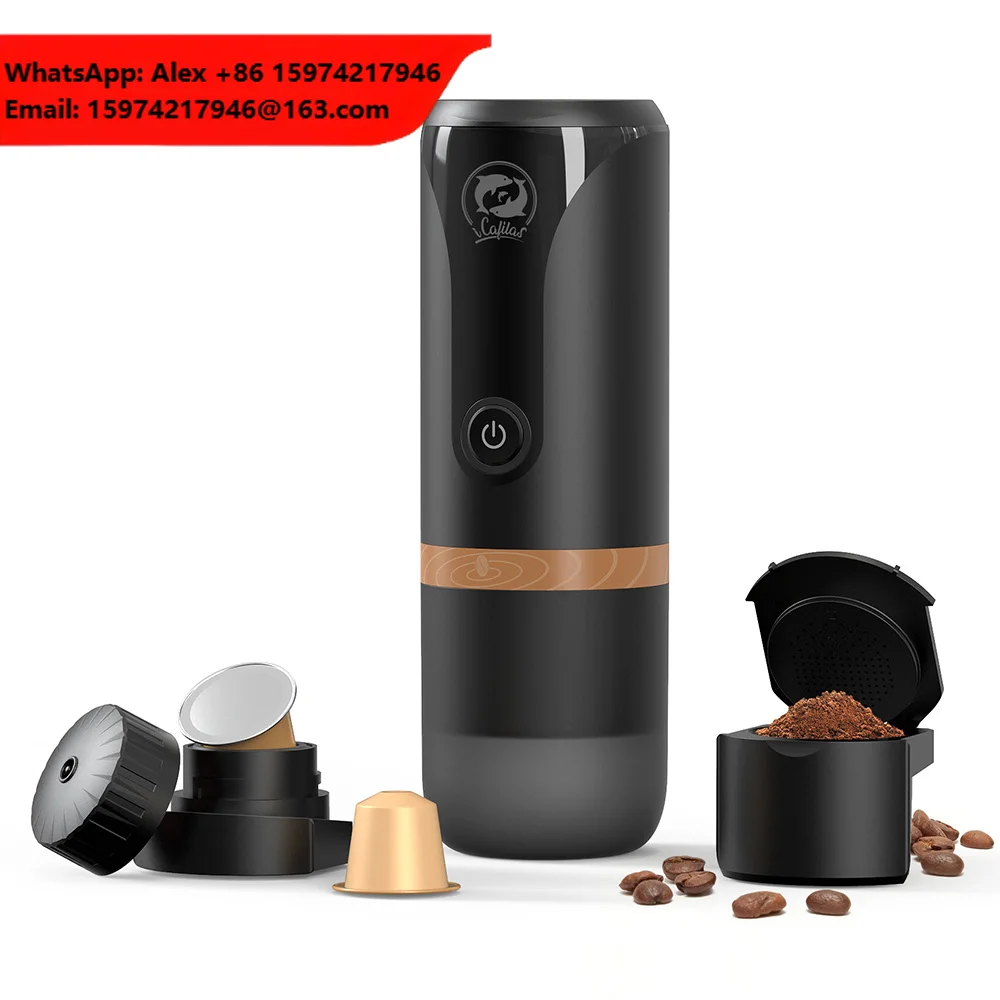 ICafilas Portable Coffee Machine For Car & Home Expresso Coffee Maker Fit Nexpresso Pod Capsule Coffee Powder With Travel Bag