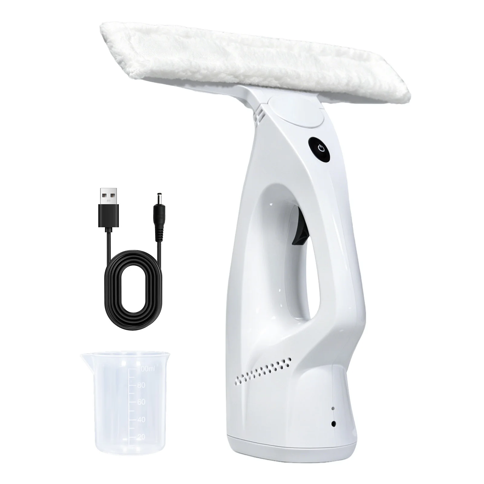 Cordless Window Vacuum 2000Pa Strong Suction USB Rechargeable Handheld Glass Cleaner W/ Spray Self-Cleaning for Home Windows