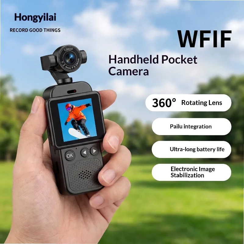 Portable Anti-Shake Vlog Camera, HD Pocket Action Cam for Outdoor Travel Students, Lightweight Mini Digital Camera for YouTube