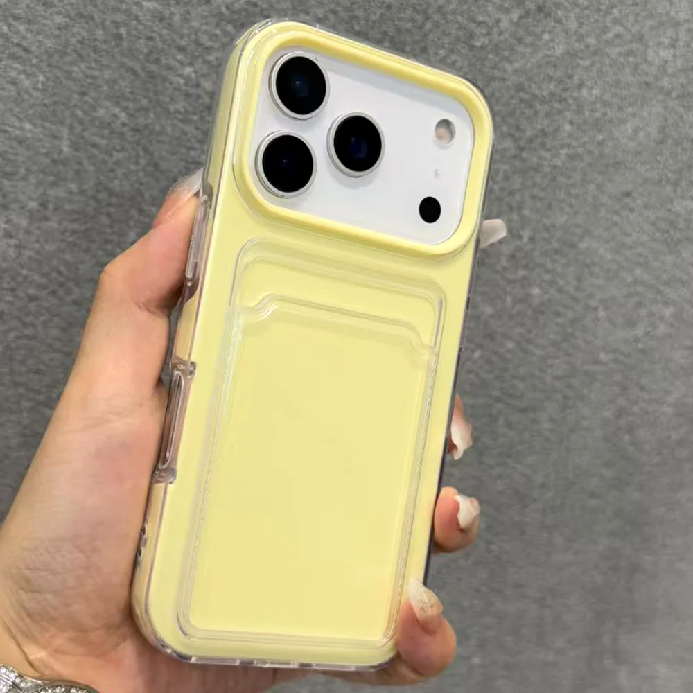 Luxury Candy Card Slot Bag Holder Matte Phone Case For iPhone 18 17 Pro Max 17Air 16 15 14 13 12 11 Wallet Shockproof Soft Cover