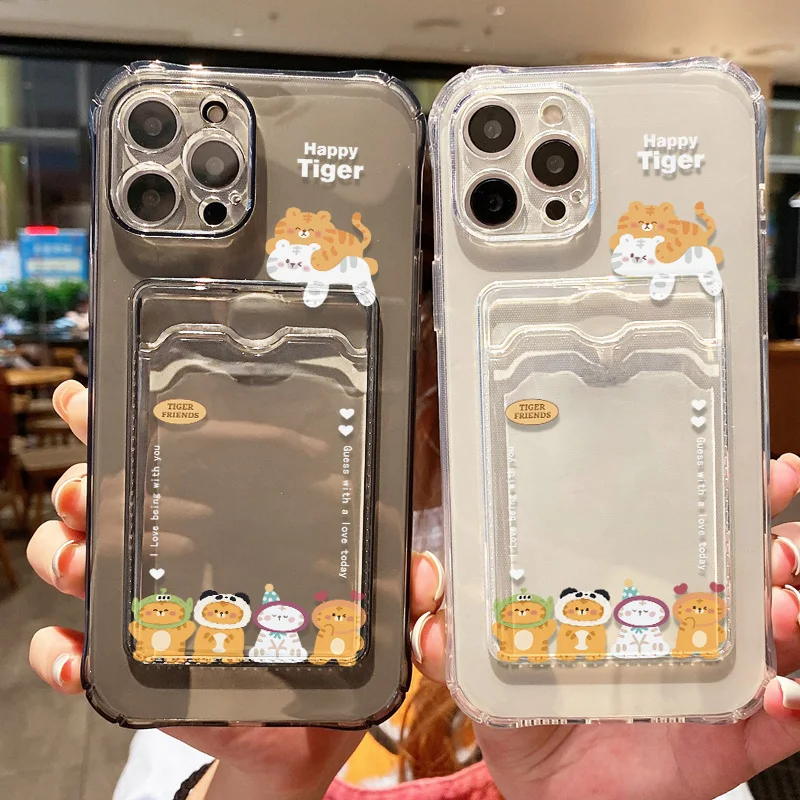 Cartoon Cat Card Bag Case Phone Case For iPhone 13 Case iPhone 16 Pro 13 11 12 14 15 Pro Max 16E 15 16 Plus Soft Wallet Cover