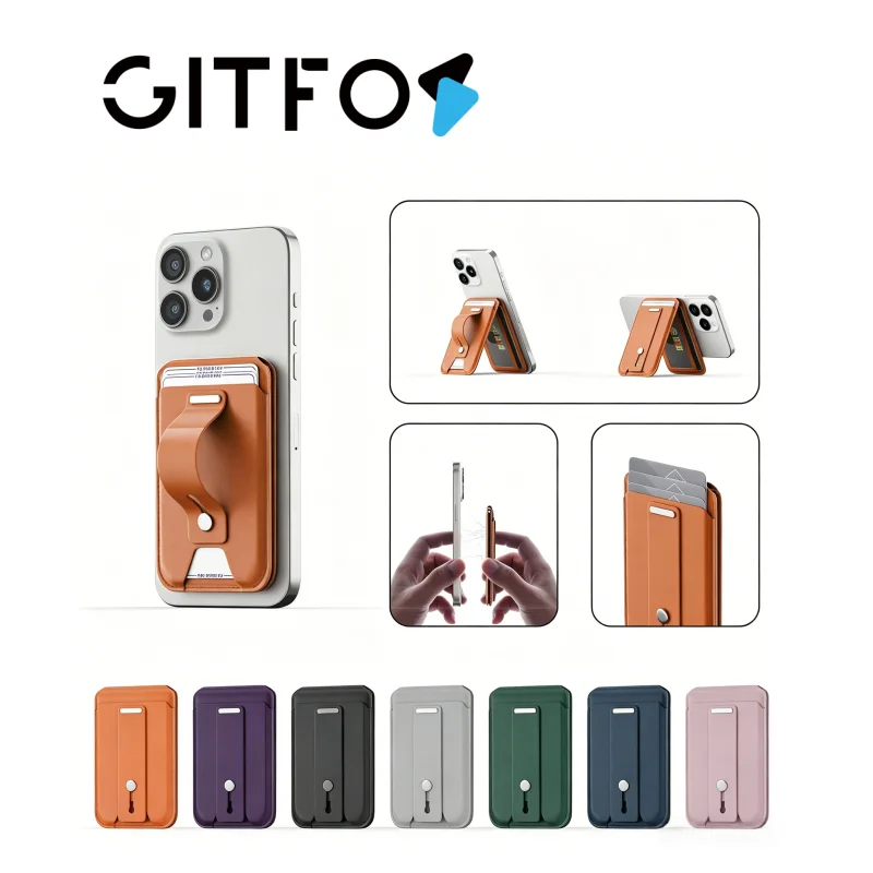 GITFOS MagSafe Card Holder Stand Wallet, 2in1 Magnetic Slim Wallet for iPhone 17/16/15/14/13/12,  7 Colors
