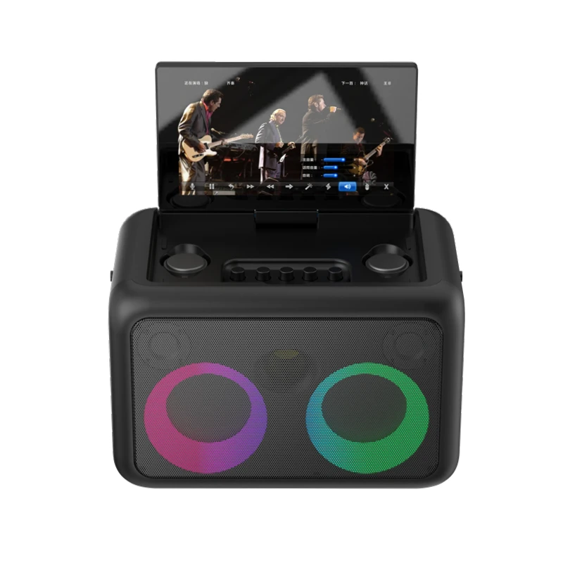 Dual 5'' Woofer 2-Way 60W Powerful Rechargeable Home All-In-One Android 13 Karaoke Vending Machine Speaker RGB For Kids Computer