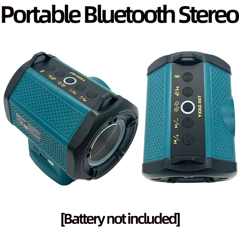 For Makita/Bosch/Milwaukee 18V Batteries Portable Bluetooth Stereo Player Rechargeable Compact Speaker for Home Use or Parties