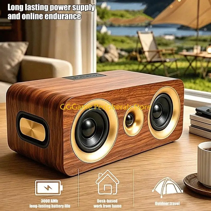 U55B Rechargeable 5.4 Wireless Speaker with Wood-Look Finish for Home