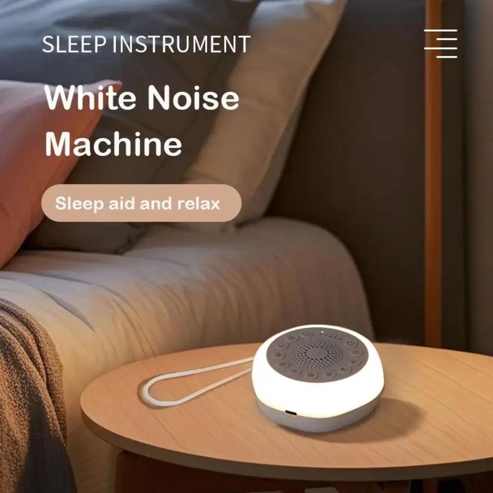 Portable White Noise Machine Rechargeable Colorful Night Light Sleeping Aid Device Adjustable 27 Soothing Sounds Sleep Sound Box
