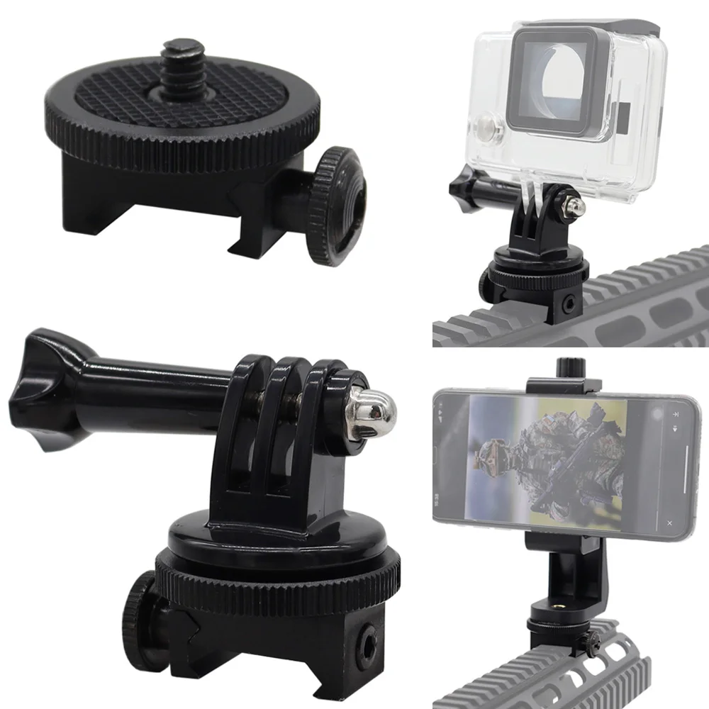 Tactical 20mm Picatinny Rail Mount Mobile Phone Sport Camera Holder Mount for iPhone Cell Phones GoPro Sports Camera