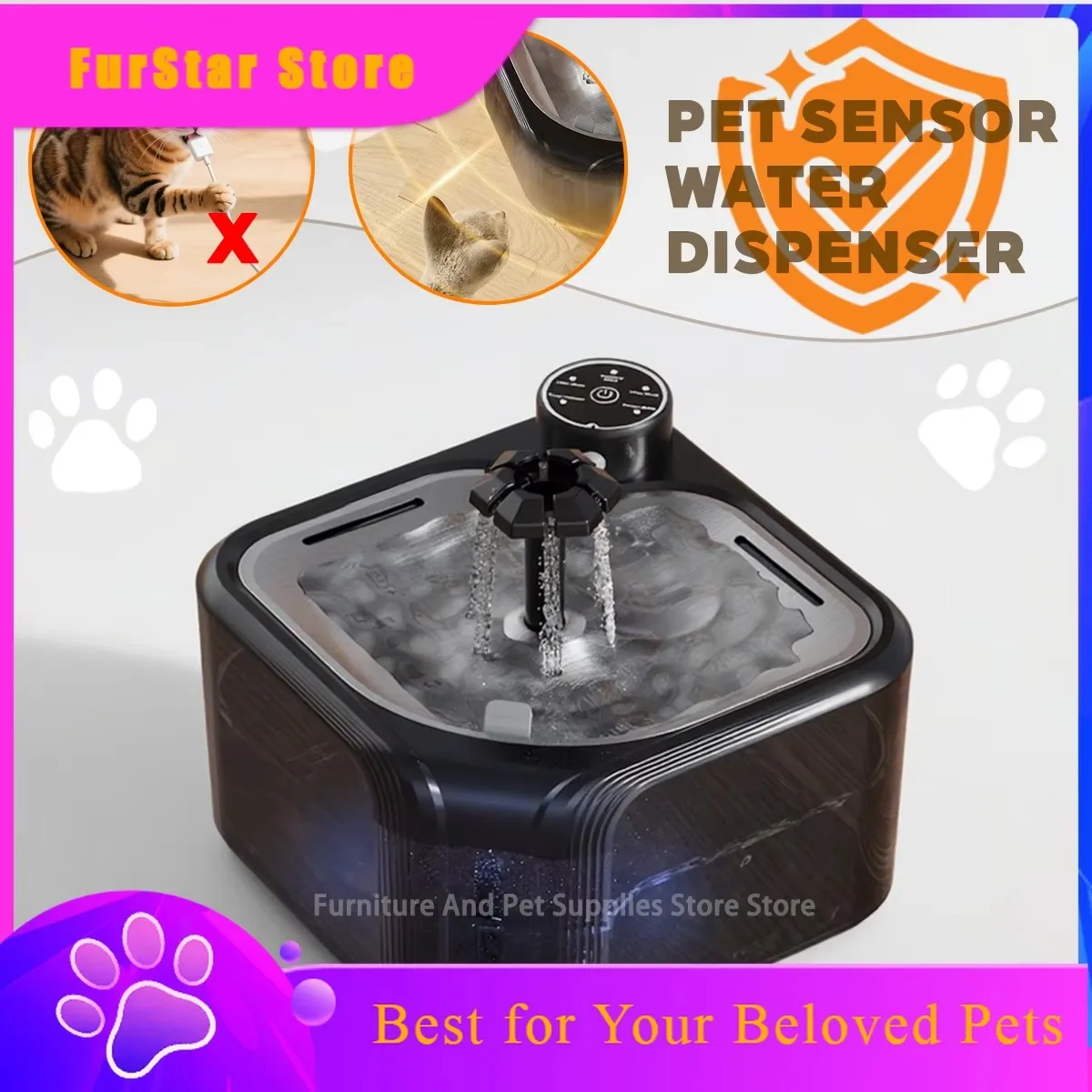 FurStarWireless Automatic Cat Water Fountain 3600mAh 2800ML Pet Water Dispenser For Dog Cat Infrared Sensor Smart Pet Drinkier F
