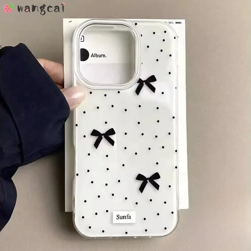 Elegant Bow Phone Case For Xiaomi 17 Pro Max 15T 15 14T 14 13T 13 12 12X 12S Pro Ultra 5G 4G Cute Cartoon Polka Dots Cover