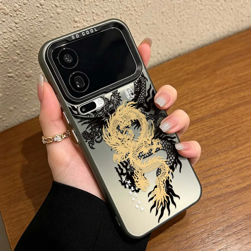 Chinese Dragon Pattern For Xiaomi Mi 17 Pro Max 15 14 14T 13 13T 12 11 Ultra Lite Colorful Silver Phone Case Cover