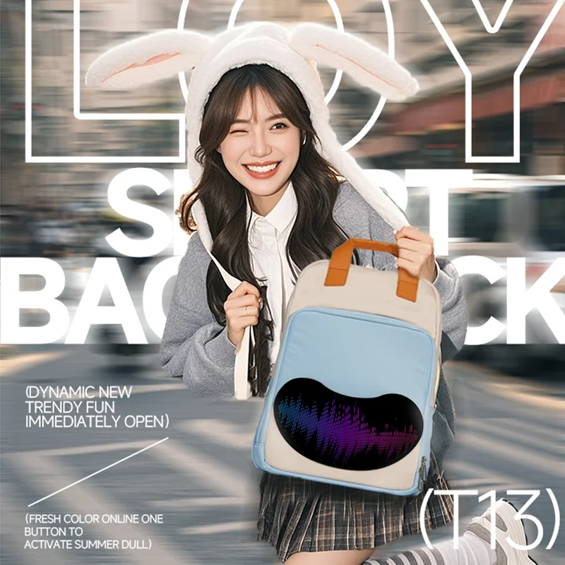 LED Display backpack woman multimedia backpack Travel Bags DIY Smart backpack School Bags fashion backpacks Waterproof Schoolbag
