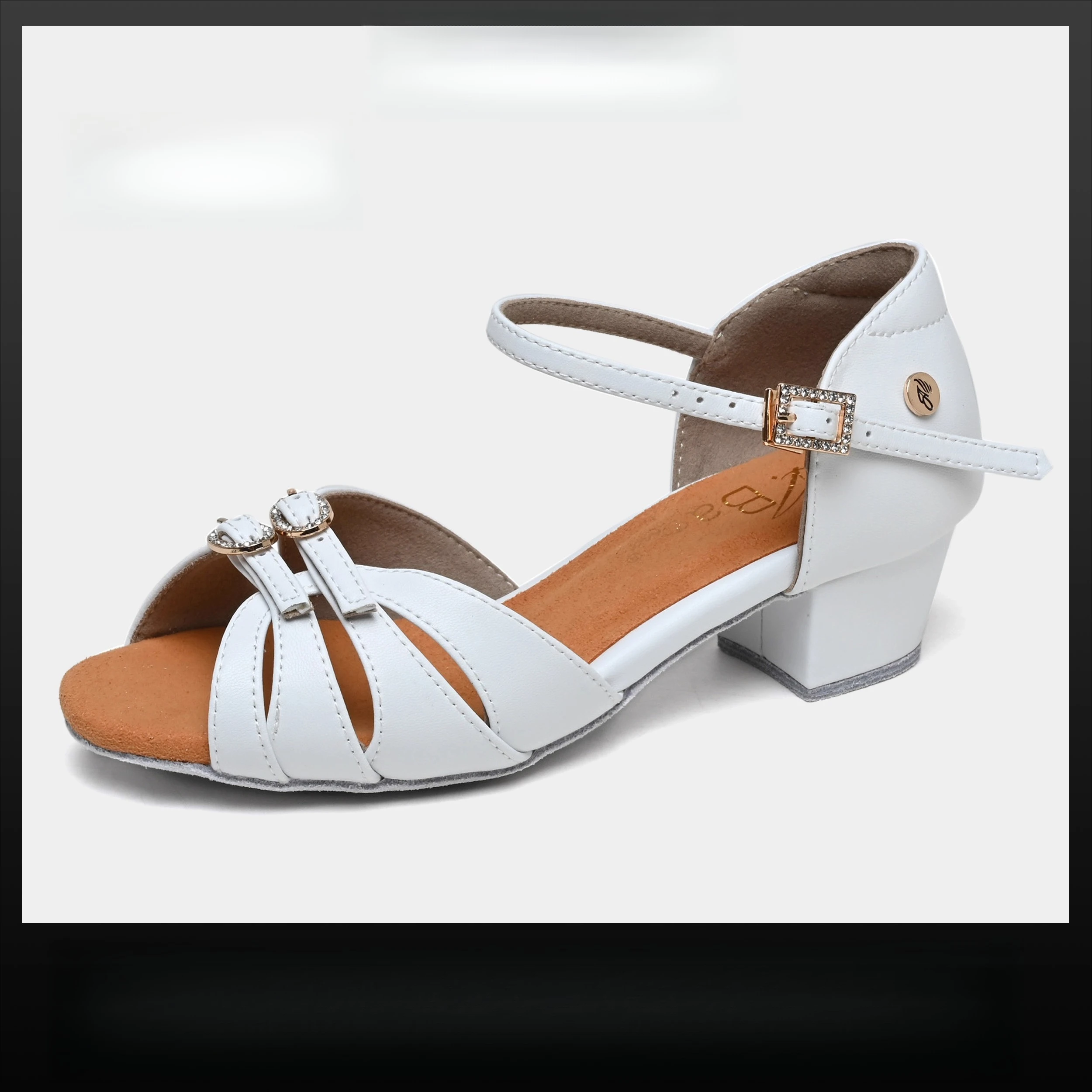 Vennystyle Latin Dance Shoes - Girls' Professional White Soft Sole Comfort Practice Shoes for Exam & Competition