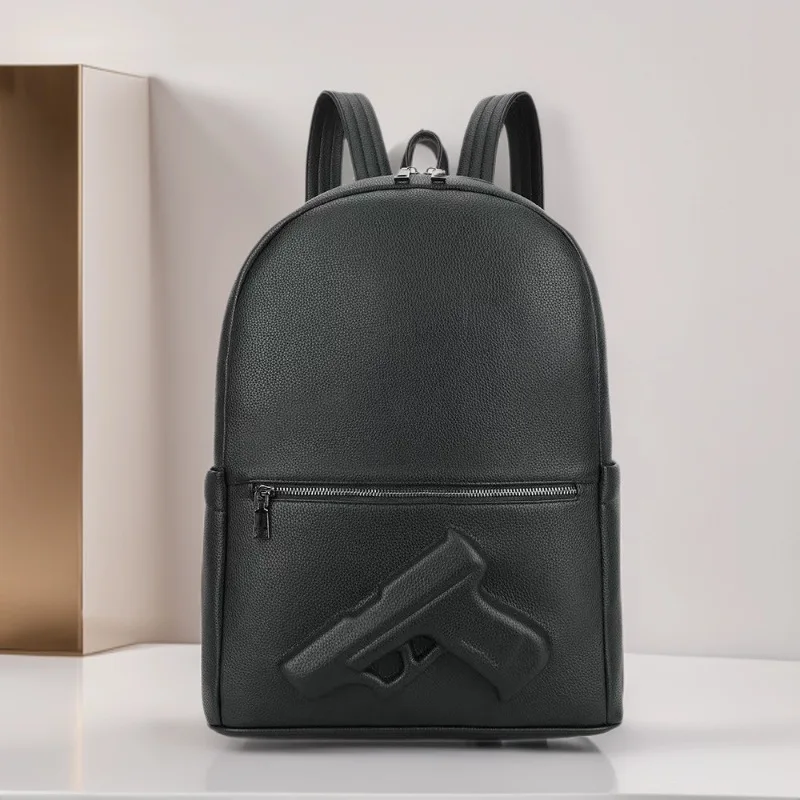 Men's Punk - style Large - capacity Business Travel Backpack 3D Pistol Design Computer Backpack Fashionable and Trendy Student