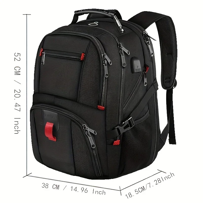 Men's Travel Backpack, Large 13.21 Gallon Laptop Bag, Business Work Bag with USB Charging Port, Fits 17-Inch Laptops.