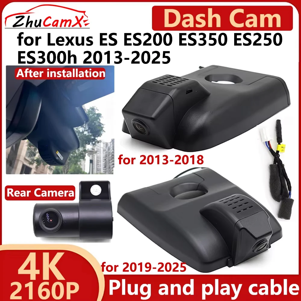 ZhuCamX for Lexus ES ES200 ES350 ES250 ES300h 2013-2025 4K UHD 2160P Car DVR Dash Cam Camera Night Vision Recorder Plug and Play