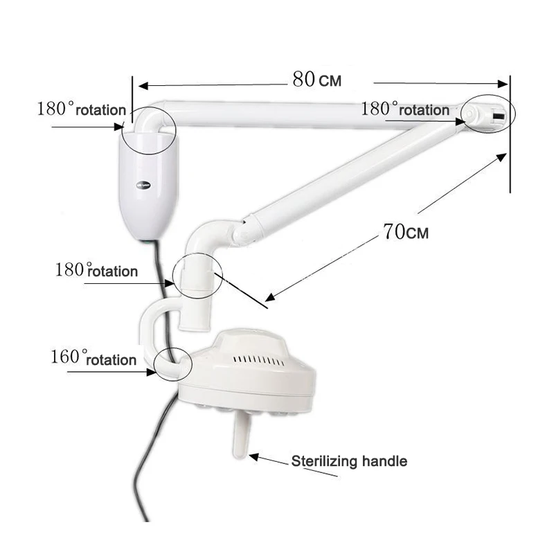 Portable & Wall Mounted Cold LED Surgical Exam Shadowless Lamp, Dental Implant Cosmetic Surgery Pet Examination Lighting