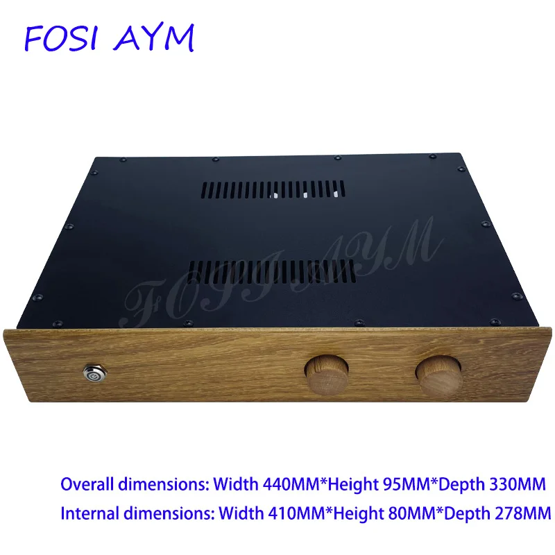 440×95×330mm FOSI AYM Golden Teak Iron Amplifier Case, Preamplifier Chassis, Vacuum Tube Amplifier Chassis Shell, DIY Box