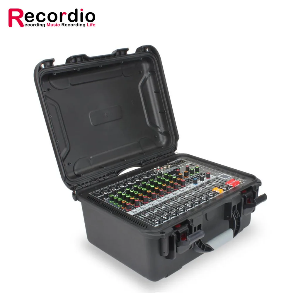 GAX-HM80 professional dj flight mixer 8 channel hard mixer case with amplifier integrated high-power audio set for outdoor stage