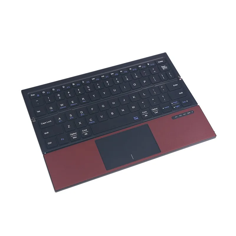 Triple Folding Bluetooth Keyboard   Notebook Leather Folding Keyboard y