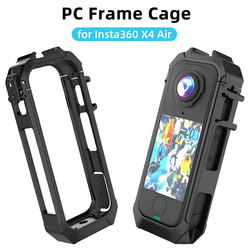 PC Frame Cage for Insta360 X4 Air, Magnetic Attraction Plastic Protective Case Cold Shoe Housing for X4Air Accessories