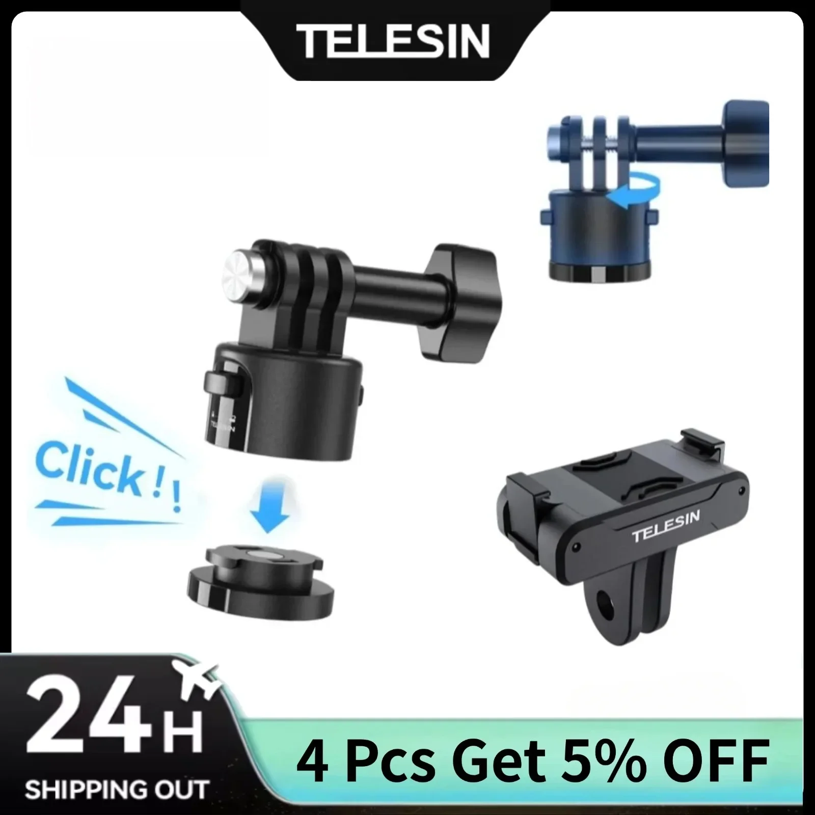 TELESIN Magnetic Quick-release Adapter for Gopro Hero13 12 11 10 9 8 7 6 DJI OSMO Action 5 4 3 Insta360 X4 ACE Pro Adapter Kit