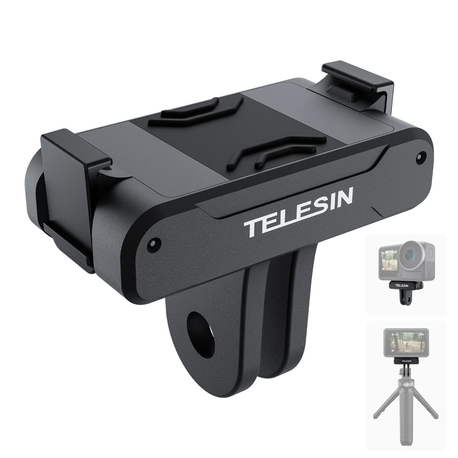TELESIN Magnetic Two Claw Adapter For DJI Action 3 4 5pro 360 Thread Universal Port For DJI Action 5pro 4 3 Camera Accessories