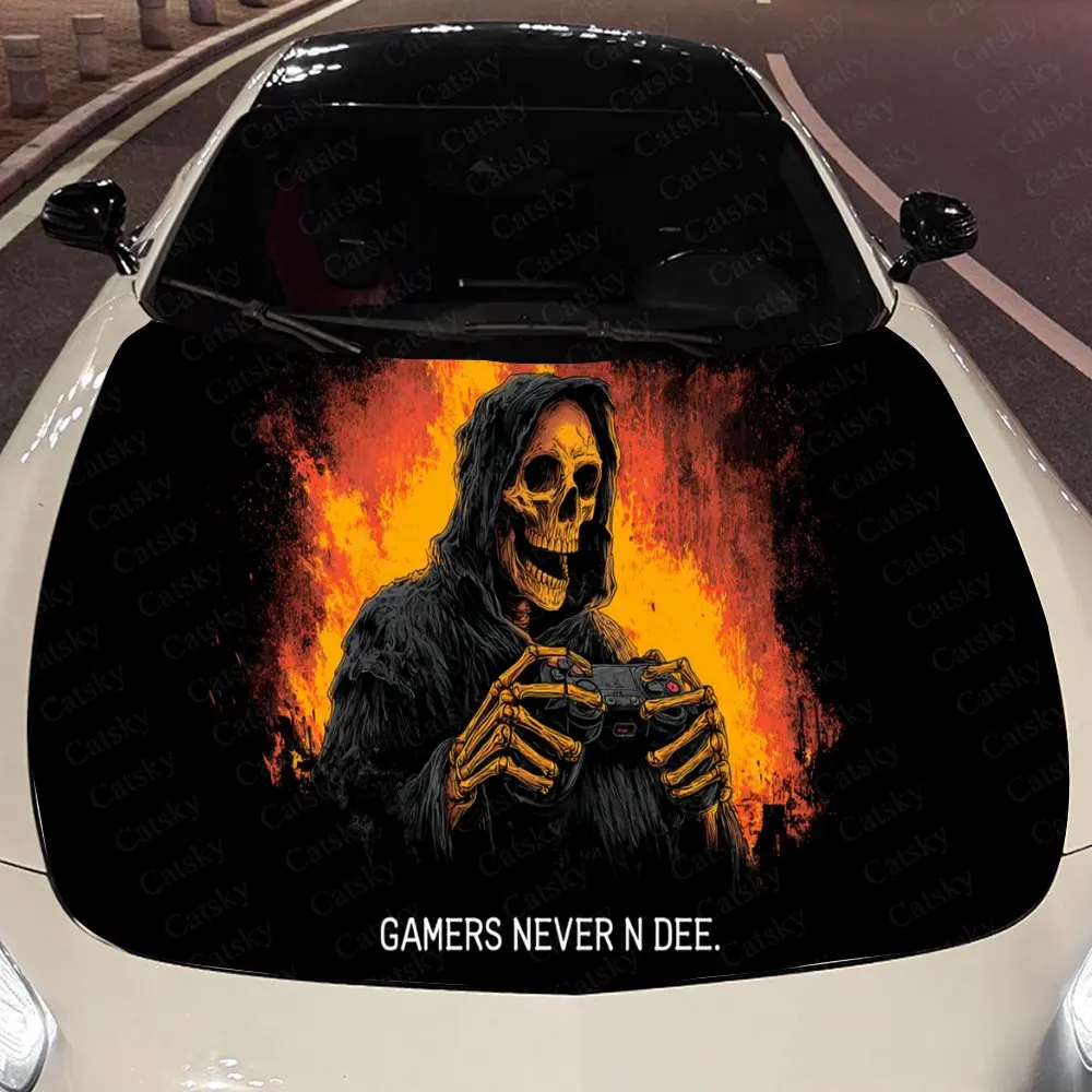 Gaming Reaper Pattern Car Hood Wrap Color Vinyl Sticker Truck Graphic Bonnet Auto Accessories Decoration Protect Decal Gift