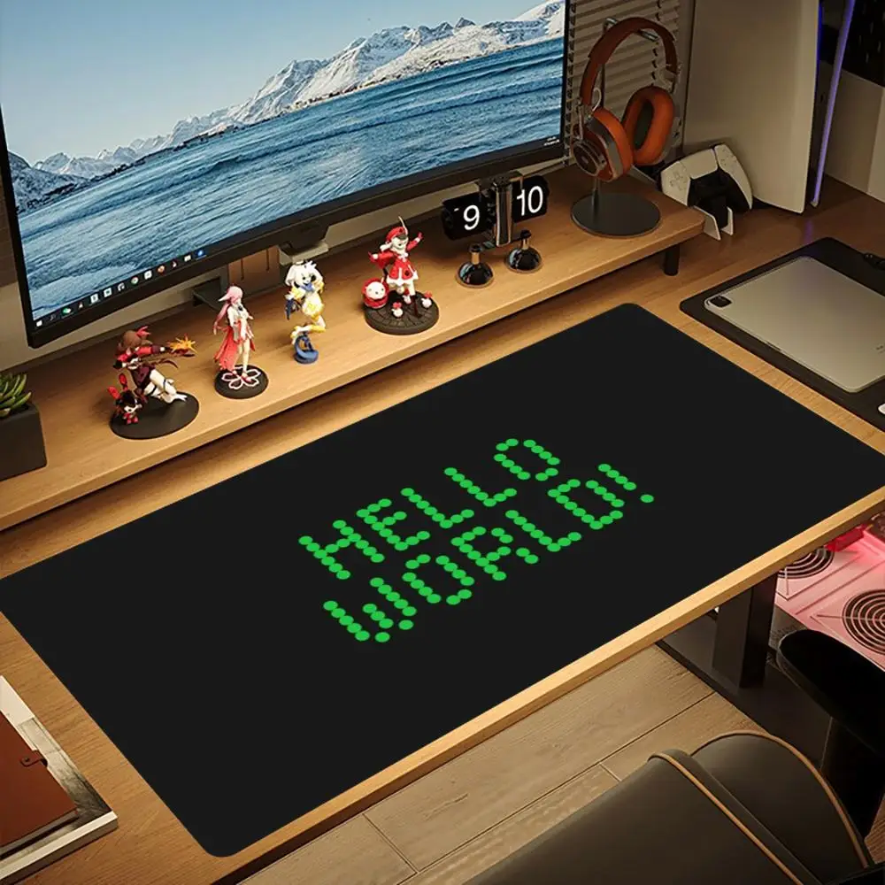 XXL Gaming Mouse Pad Pixel Tech Cat Car Floral Hello World Code Deskmat Overlock Rubber Keyboard Mat Gamer Computer Accessories