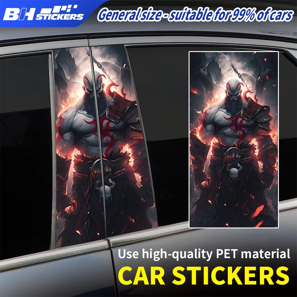 Dark Warrior Gaming Itasha Car B Pillar Stickers Kratos Style Lava Man Decal Auto Window Middle Pillar Styling DIY Accessories