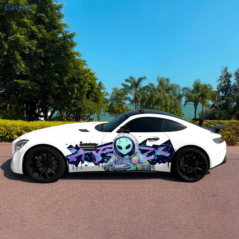 Alien Gaming Graffiti Car Vinyl Wraps Decal Self-adhesive PVC Sticker Suitable for Trucks SUV Decoration Auto Accessories Gift