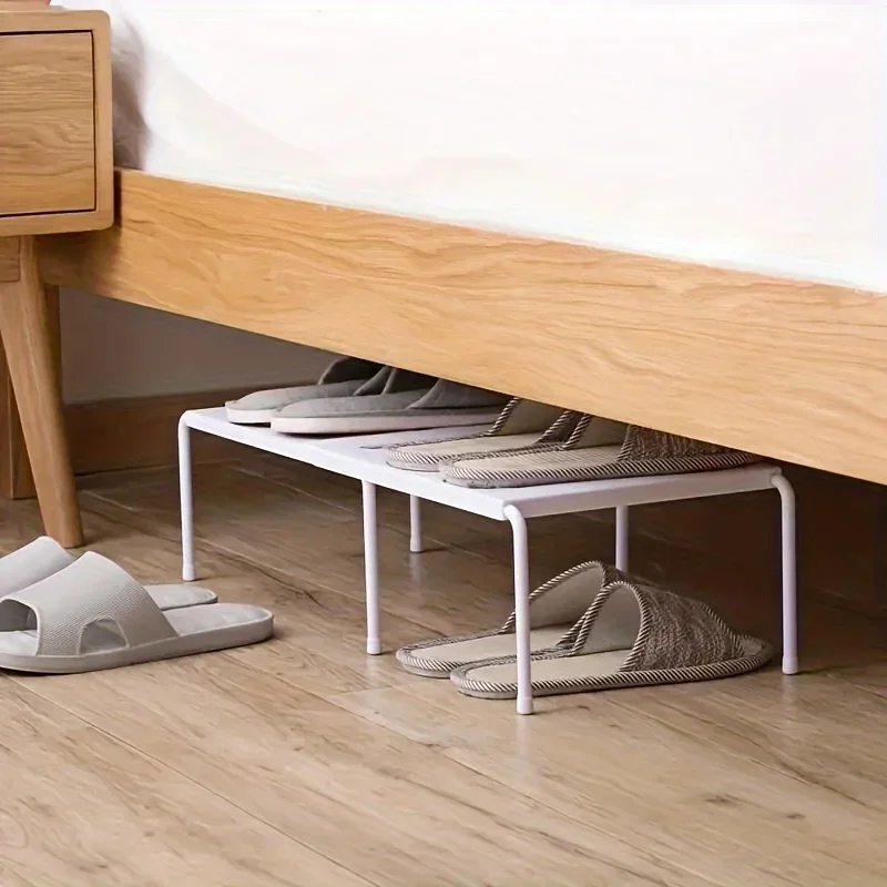 Adjustable Plastic Shoe Rack Multi-Tier Storage Organizer Space Saving for Sneakers Slippers Home Dorm Closet White Gray Modern